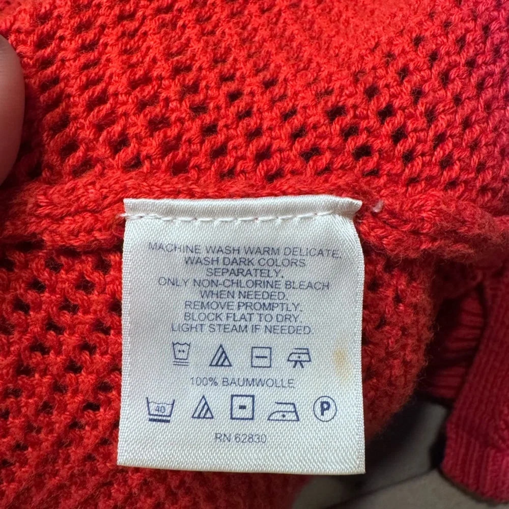 Lands' End Red Open Front Cardigan Sweater